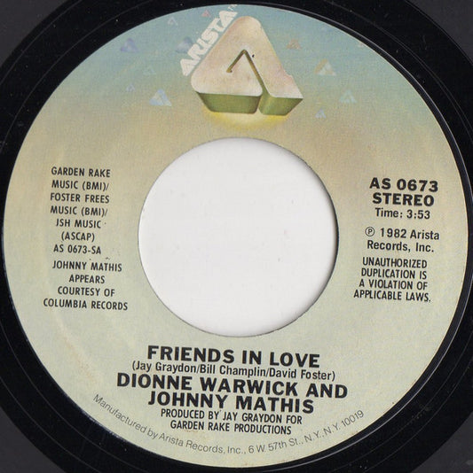 Dionne Warwick And Johnny Mathis : Friends In Love (7", Single, Ter)