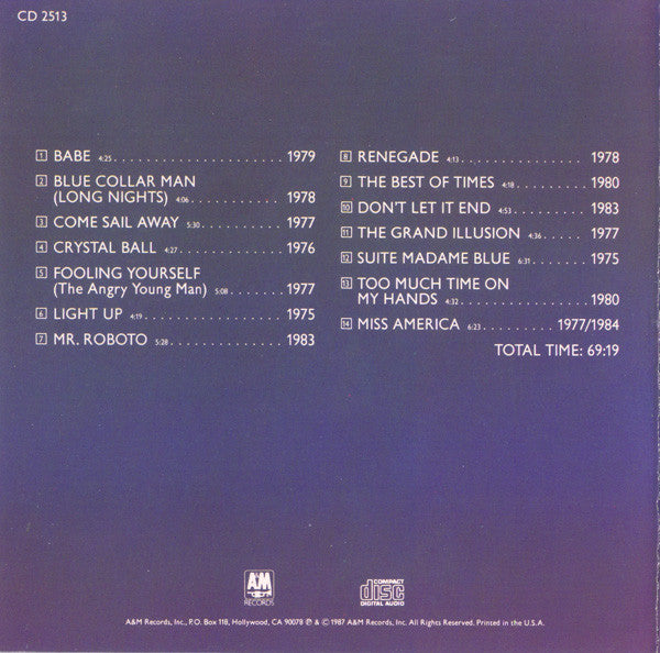 Styx : Classics Volume 15 (CD, Comp, Club, RE)