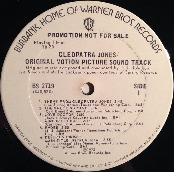 Joe Simon And Millie Jackson : Cleopatra Jones (Original Soundtrack From The Motion Picture) (LP, Album, Promo)