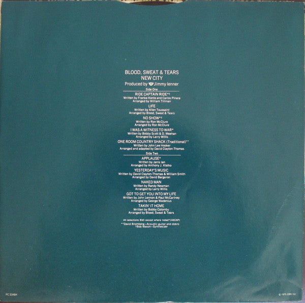 Blood, Sweat & Tears* Featuring David Clayton-Thomas : New City (LP, Album, Ter)