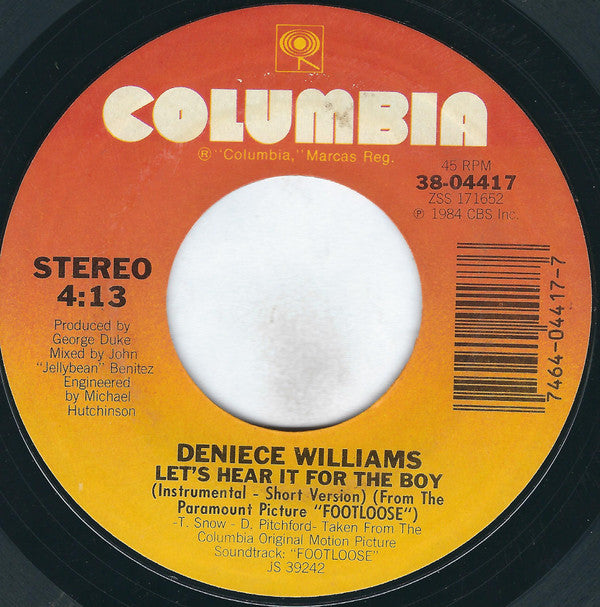 Deniece Williams : Let's Hear It For The Boy (7", Single, Styrene, Car)