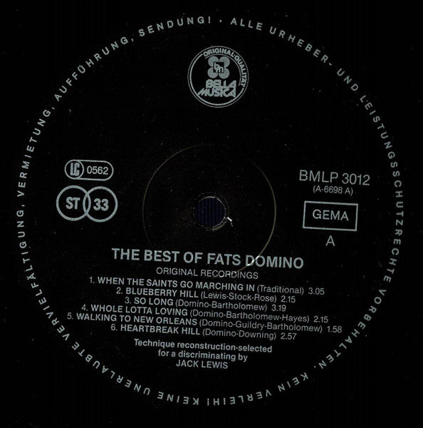 Fats Domino : The Best Of Fats Domino (LP, Comp)