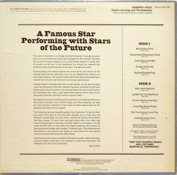 Waylon Jennings And The Kimberlys : Country-Folk (LP, Album, Hol)