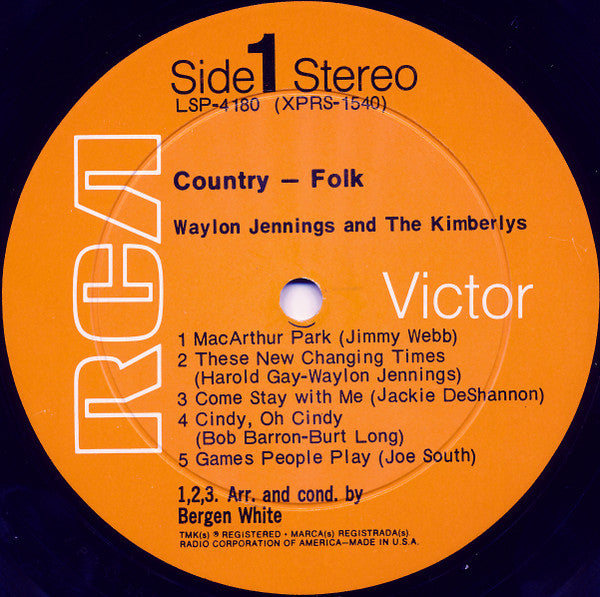 Waylon Jennings And The Kimberlys : Country-Folk (LP, Album, Hol)