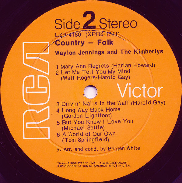 Waylon Jennings And The Kimberlys : Country-Folk (LP, Album, Hol)