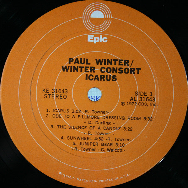 Paul Winter (2) / Winter Consort* : Icarus (LP, Album, RP, Ora)