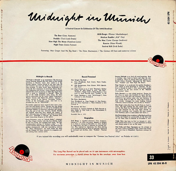 Various : Midnight In Munich (10", Album)