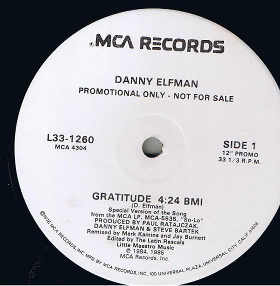 Danny Elfman : Gratitude (12", Single, Promo)