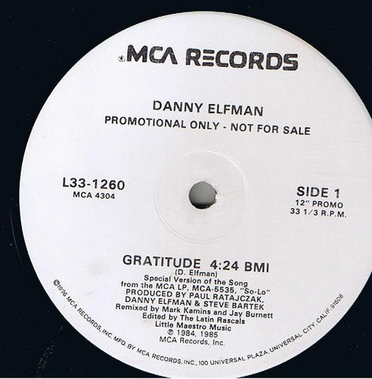 Danny Elfman : Gratitude (12", Single, Promo)