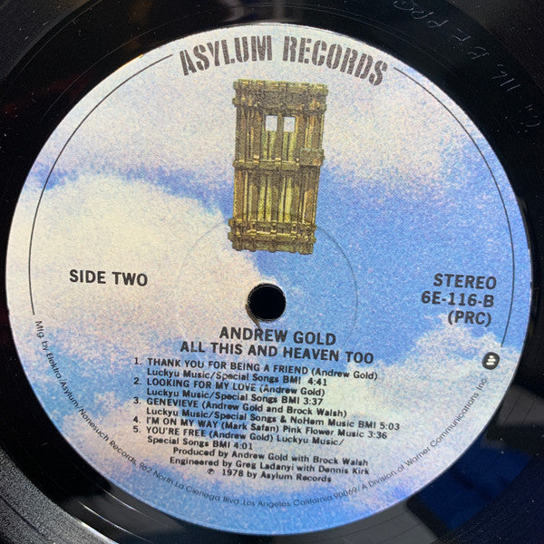 Andrew Gold : All This And Heaven Too (LP, Album, PRC)