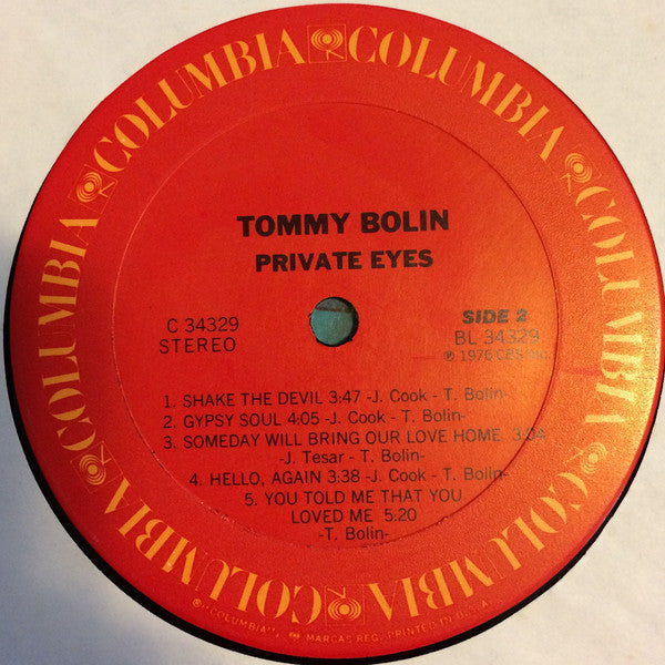 Tommy Bolin : Private Eyes (LP, Album, Ter)