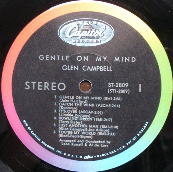 Glen Campbell : Gentle On My Mind (LP, Album, Scr)