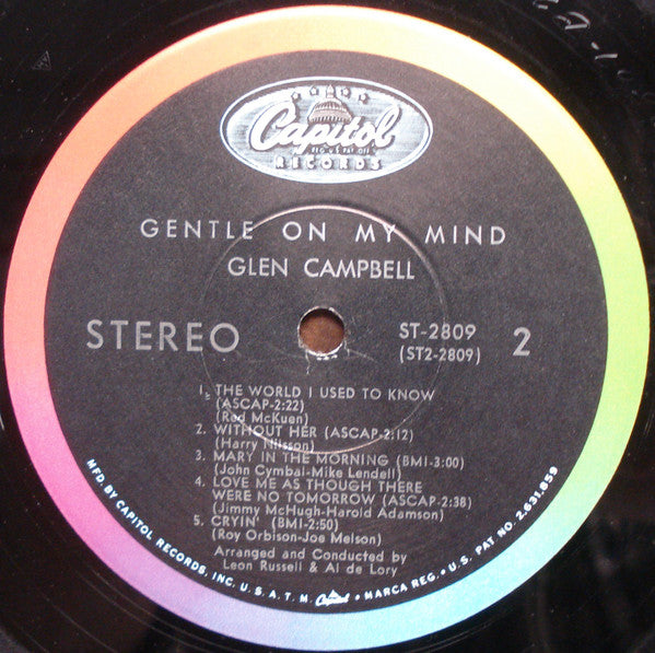 Glen Campbell : Gentle On My Mind (LP, Album, Scr)
