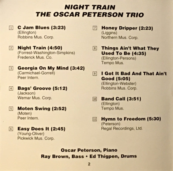 The Oscar Peterson Trio : Night Train (CD, Album, RE)
