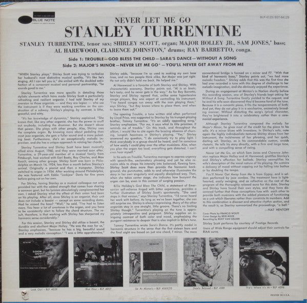 Stanley Turrentine : Never Let Me Go (LP, Album, RE)