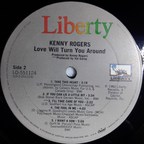Kenny Rogers : Love Will Turn You Around (LP, Album, Club, Pit)