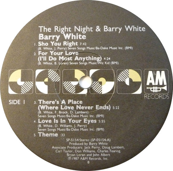 Barry White : The Right Night & Barry White (LP, Album, EMW)