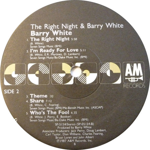 Barry White : The Right Night & Barry White (LP, Album, EMW)