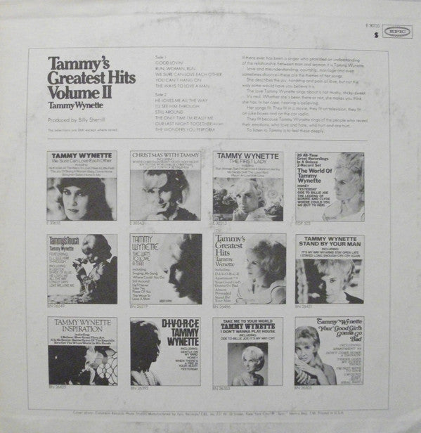 Tammy Wynette : Tammy's Greatest Hits, Volume II (LP, Comp, Pit)