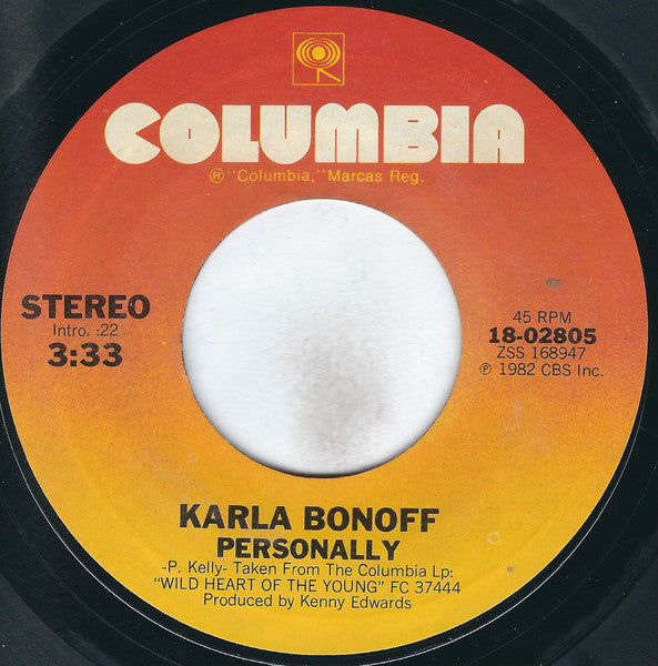 Karla Bonoff : Personally / Dream (7", Single, Styrene, Ter)