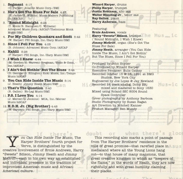 The Harper Brothers : You Can Hide Inside The Music (CD, Album)