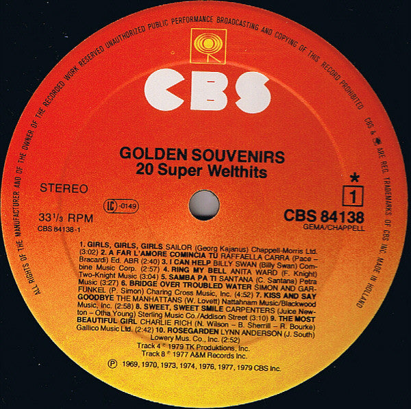 Various : Golden Souvenirs - 20 Super Welthits (LP, Comp)