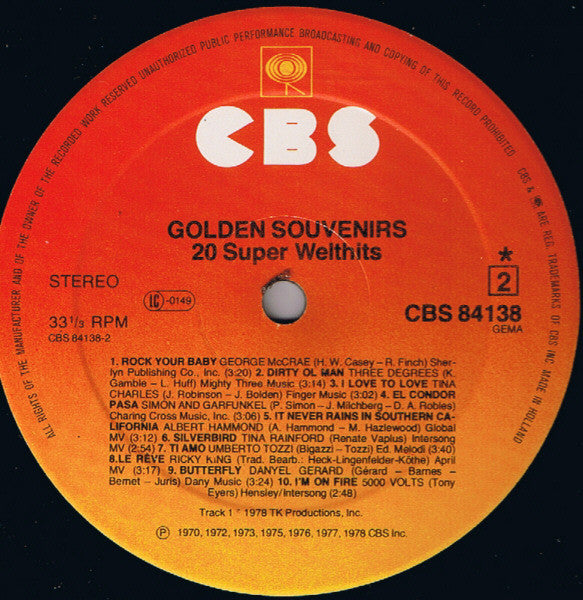 Various : Golden Souvenirs - 20 Super Welthits (LP, Comp)