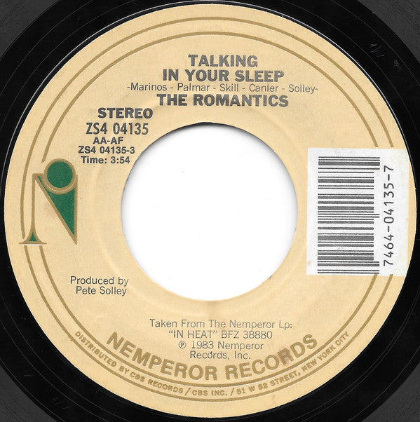 The Romantics : Talking In Your Sleep (7", Single, Styrene, Pit)