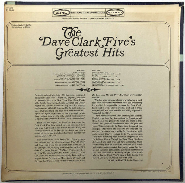 The Dave Clark Five : The Dave Clark Five's Greatest Hits (LP, Comp, RP, No )