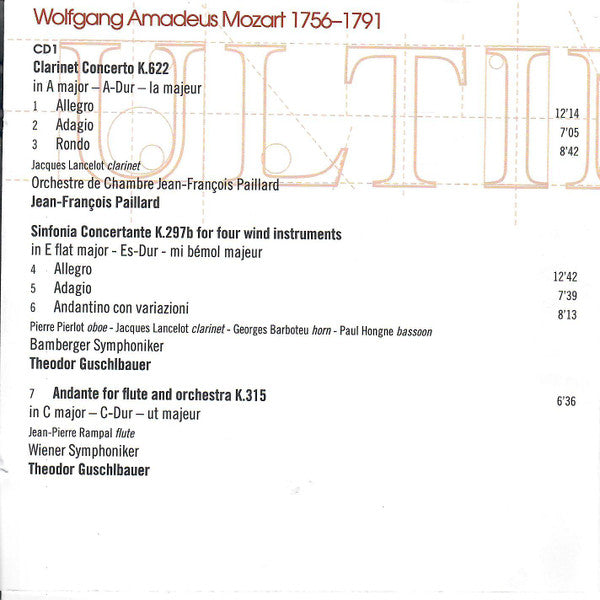 Wolfgang Amadeus Mozart : Wind Concertos  (2xCD, Comp)