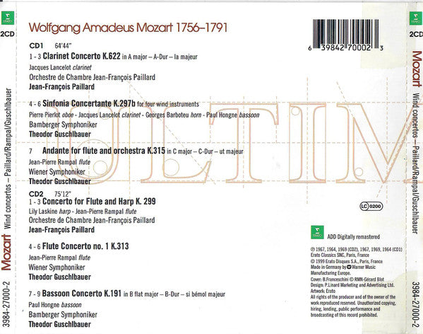 Wolfgang Amadeus Mozart : Wind Concertos  (2xCD, Comp)