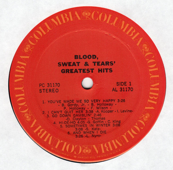 Blood, Sweat & Tears* : Blood, Sweat & Tears Greatest Hits (LP, Comp, Ter)