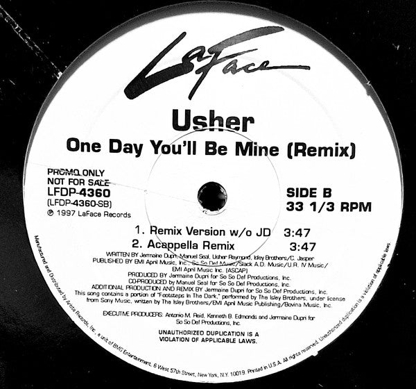 Usher : One Day You'll Be Mine (Remix) (12", Promo)