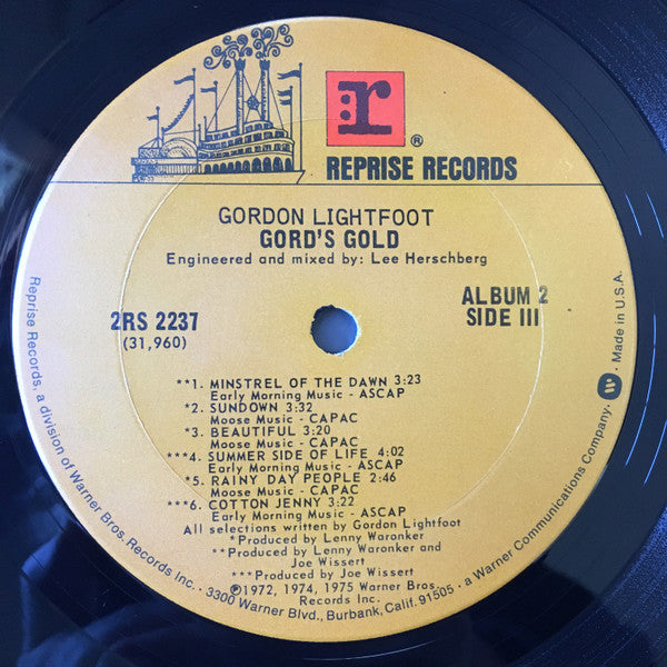 Gordon Lightfoot : Gord's Gold (2xLP, Comp, Ter)