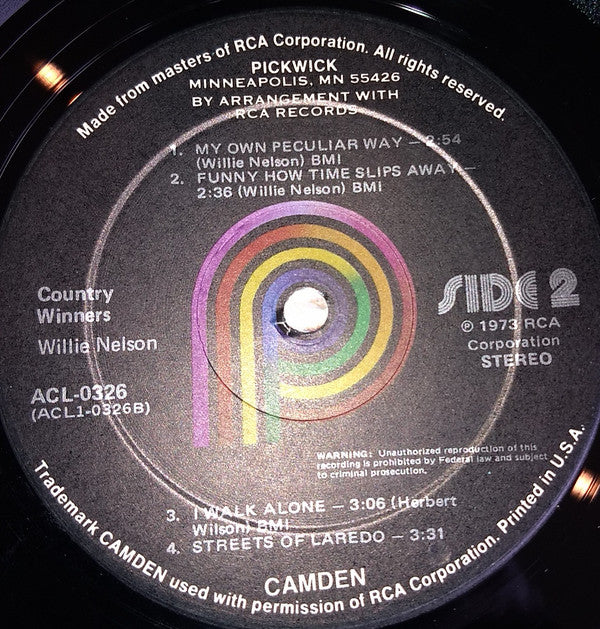 Willie Nelson : Country Winners (LP, Album, Comp, RE, Hau)