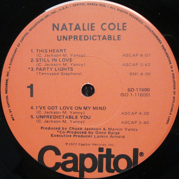 Natalie Cole : Unpredictable (LP, Album, Jac)