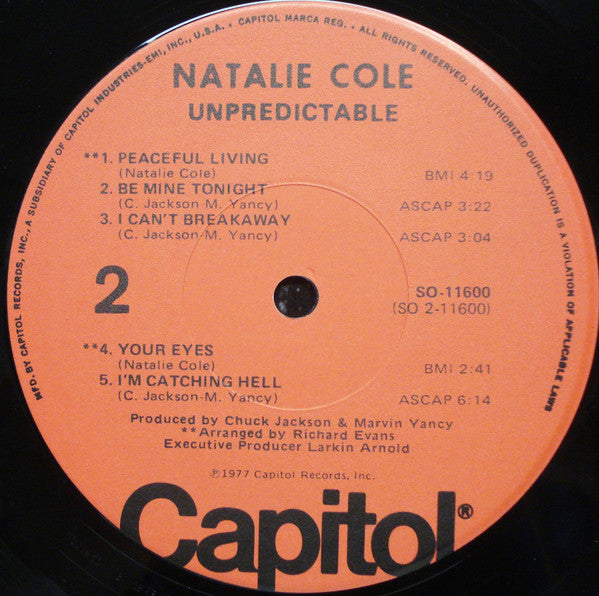 Natalie Cole : Unpredictable (LP, Album, Jac)