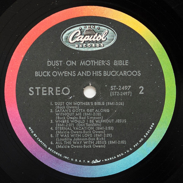 Buck Owens And His Buckaroos : Dust On Mother's Bible (Songs Of Faith And Religion) (LP, Album, Scr)