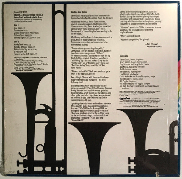 Danny Davis And The Nashville Brass* : Nashville Brass Turns To Gold (LP, Album)