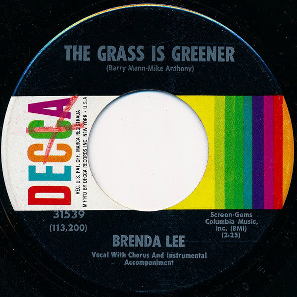 Brenda Lee : The Grass Is Greener / Sweet Impossible You (7", Single, Glo)