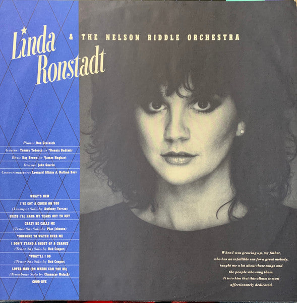 Linda Ronstadt & The Nelson Riddle Orchestra* : What's New (LP, Album, Club, RCA)