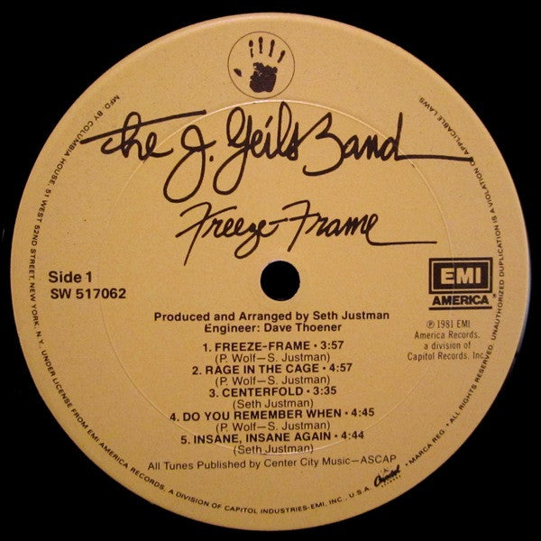 The J. Geils Band : Freeze Frame (LP, Album, Club)
