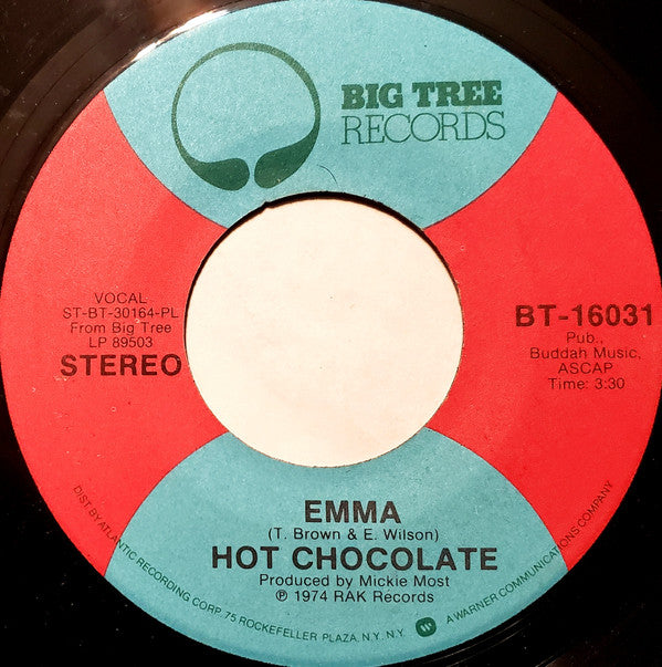 Hot Chocolate : Emma  (7", Single, RP, Pla)
