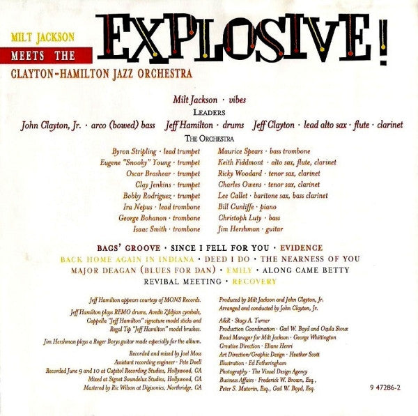 Milt Jackson Meets The Clayton-Hamilton Jazz Orchestra* : Explosive! (CD, Album)