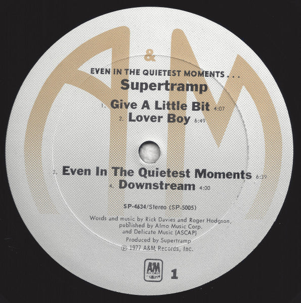 Supertramp : Even In The Quietest Moments... (LP, Album, Club,  CR)