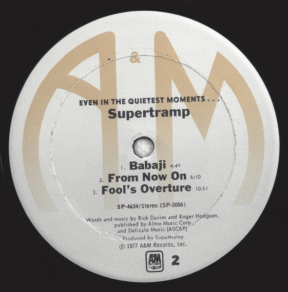 Supertramp : Even In The Quietest Moments... (LP, Album, Club,  CR)