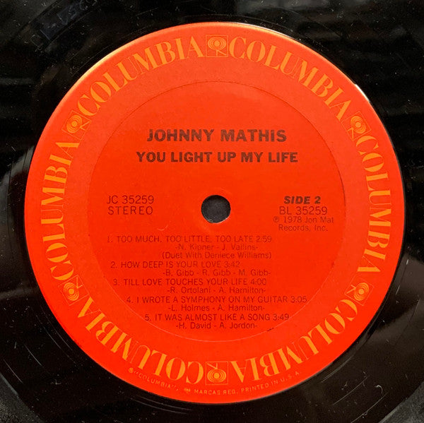Johnny Mathis : You Light Up My Life (LP, Album, Ter)