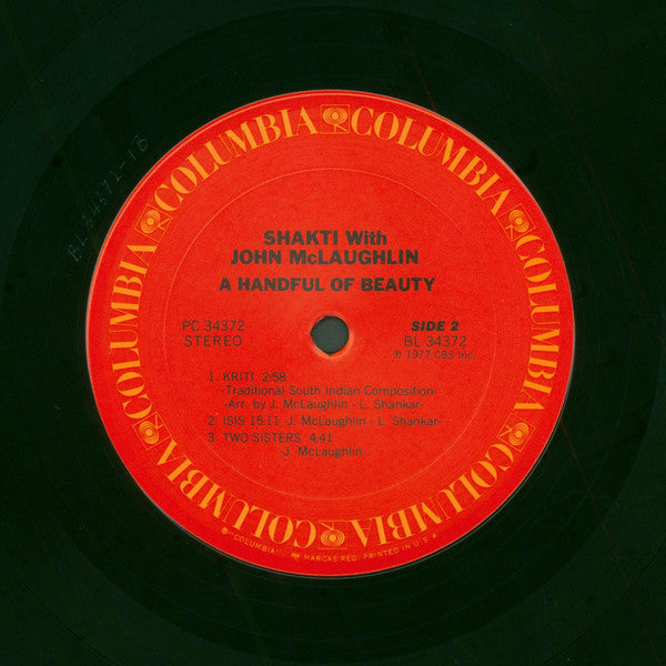 Shakti (2) With John McLaughlin : A Handful Of Beauty (LP, Album, Pit)
