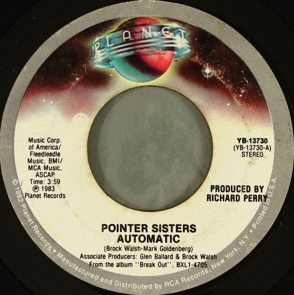 Pointer Sisters : Automatic (7", Single, Styrene, She)