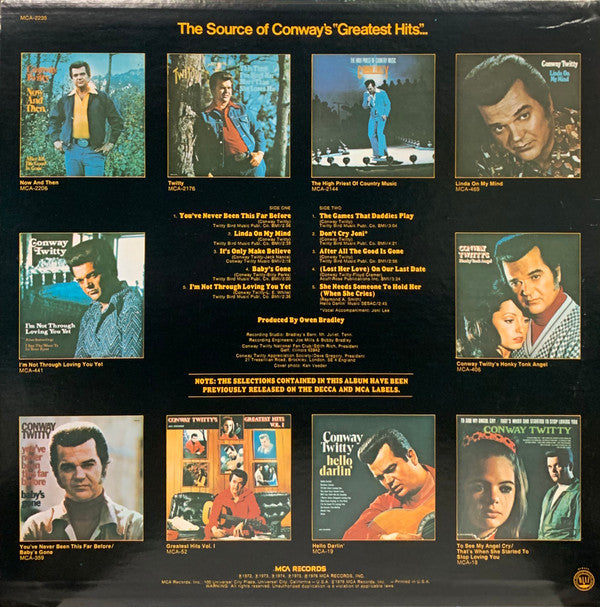 Conway Twitty : Conway Twitty's Greatest Hits Vol. II (LP, Comp, Pin)